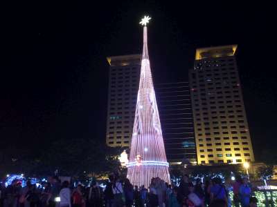 璀璨的聖誕樹充滿節慶歡樂的氛圍