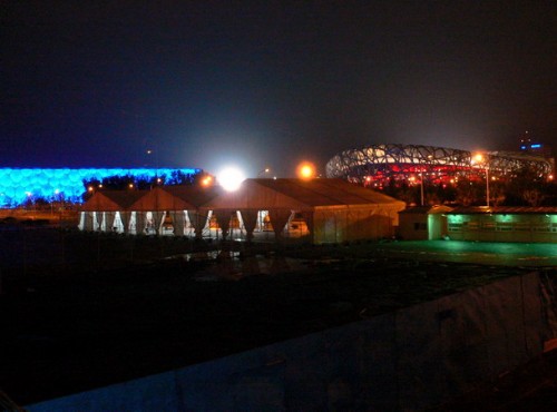 北京奧體中心體育場-夜看水立方與鳥巢